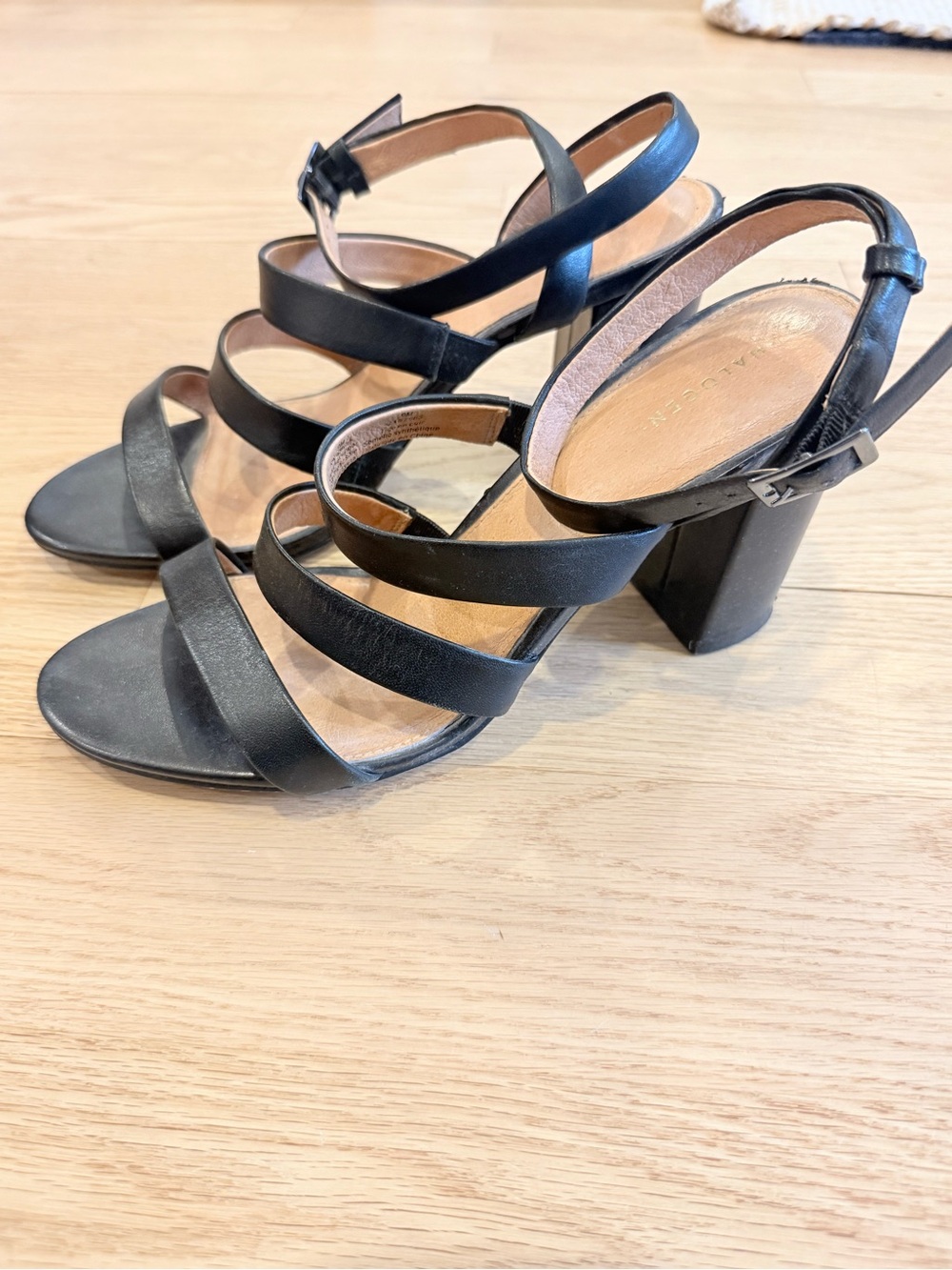 Halogen Black Multi-Strap Block Heel Sandals